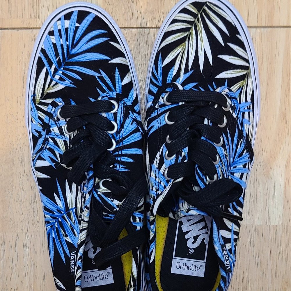 Vans Black and Blue Palm Leaf Sneakers
